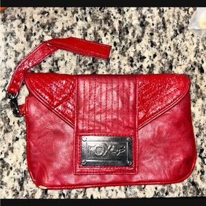 Fox Shiny Red Leather Wristlet